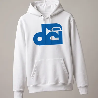 Minimalist blue symbol representing space rock music on a — printed on a unisex hoodie