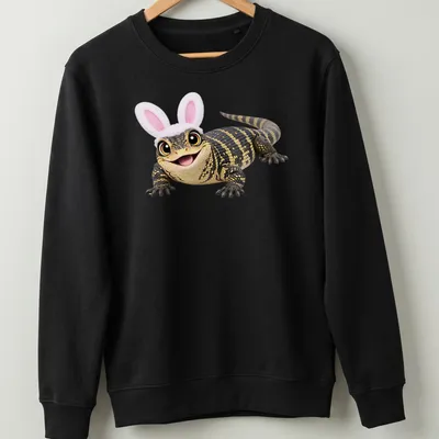 Cartoon-style Easter Lace Monitor with bunny ears in vibrant colors — printed on a unisex sweatshirt