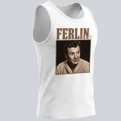 Vintage-inspired Ferlin Husky t-shirt with a classic portrait in warm tones — printed on a tank top