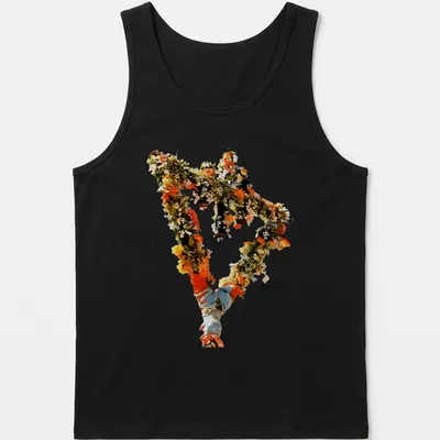 Vintage floral design with the text 'The Devil Wears Prada' in a playful style. — printed on a tank top