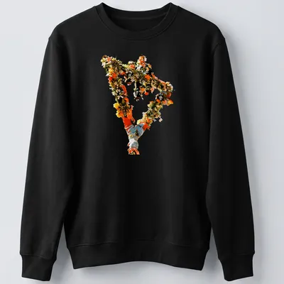 Vintage floral design with the text 'The Devil Wears Prada' in a playful style. — printed on a unisex sweatshirt