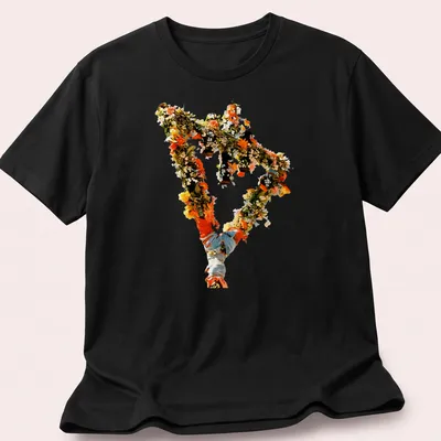 Vintage floral design with the text 'The Devil Wears Prada' in a playful style. — printed on a unisex t-shirt