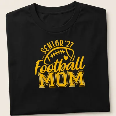 Bold typography T-shirt for Football Moms featuring 'Senior 27' text