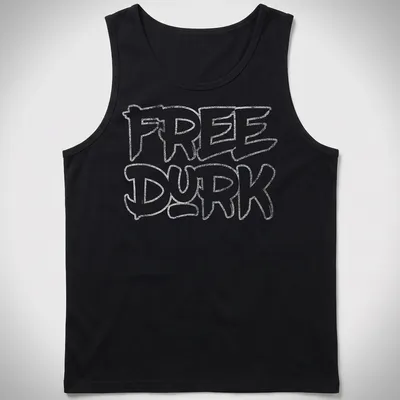 Bold graffiti style shirt with the phrase Free Durk in white on gray — printed on a tank top
