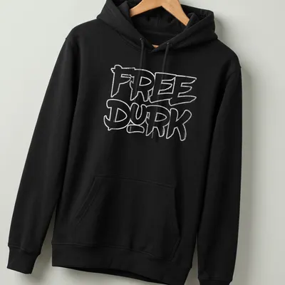 Bold graffiti style shirt with the phrase Free Durk in white on gray — printed on a unisex hoodie