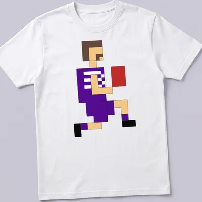Pixel art of a Fremantle footballer in a purple uniform with black outlines