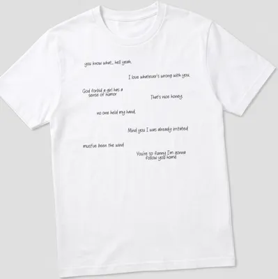 Handwritten humorous comments printed in black on a white — printed on a unisex t-shirt