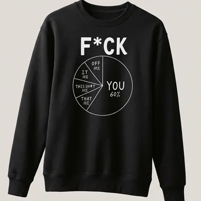 Sarcastic pie chart design with bold text on a white background — printed on a unisex sweatshirt