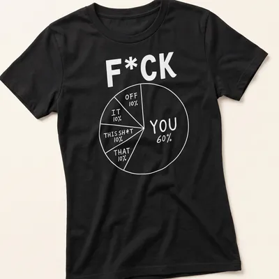 Sarcastic pie chart design with bold text on a white background — printed on a women's shirt