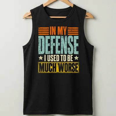 Vintage distressed tee with humorous quote about being worse in the past — printed on a tank top