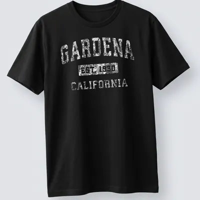 Vintage Gardena California shirt with established lettering in white