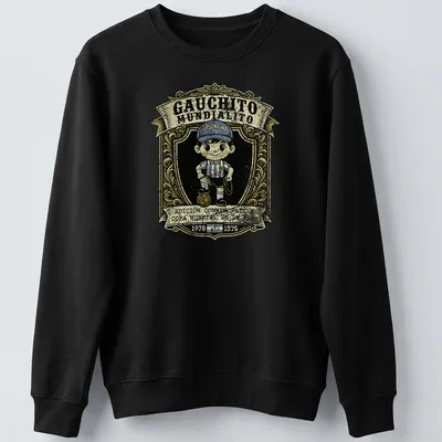 Vintage distressed tee featuring cartoon boy soccer player with World Cup text — printed on a unisex sweatshirt