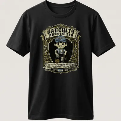 Vintage distressed tee featuring cartoon boy soccer player with World Cup text — printed on a unisex t-shirt