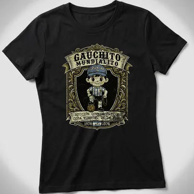Vintage distressed tee featuring cartoon boy soccer player with World Cup text — printed on a women's shirt