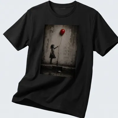 Illustration of a girl reaching for a red balloon with text 1804 1929 1937 1984