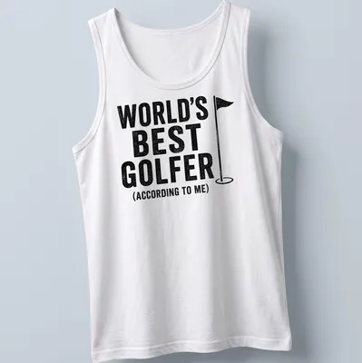Vintage distressed Golf T-shirt with humorous printed text for golfers — printed on a tank top