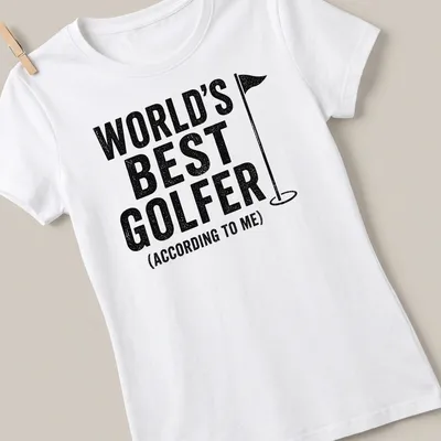 Vintage distressed Golf T-shirt with humorous printed text for golfers — printed on a women's shirt