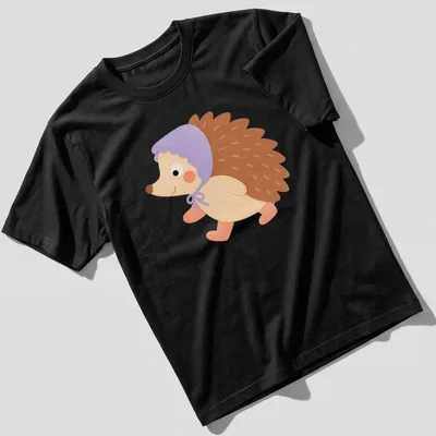 Kawaii illustration of a hedgehog wearing a lavender bonnet in pastel shades.