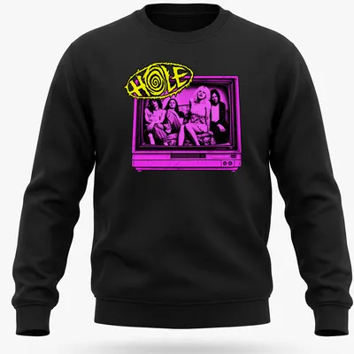 Retro pop art design featuring Hole band members in nostalgic colors — printed on a unisex sweatshirt
