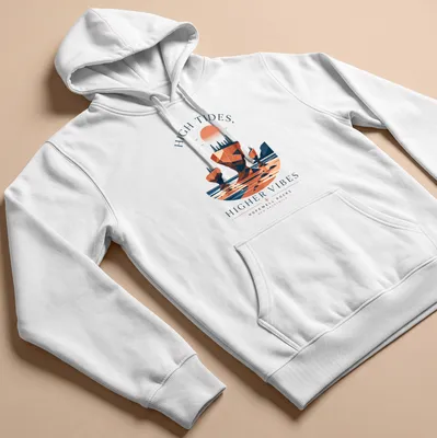 Abstract geometric print of Hopewell Rocks with vibrant colors and text — printed on a unisex hoodie