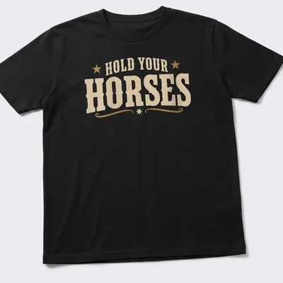 Western vintage shirt with humorous text and horse graphics