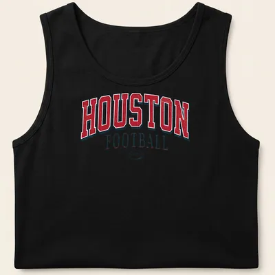 Vintage retro Houston Football t-shirt in red, white, and black colors — printed on a tank top