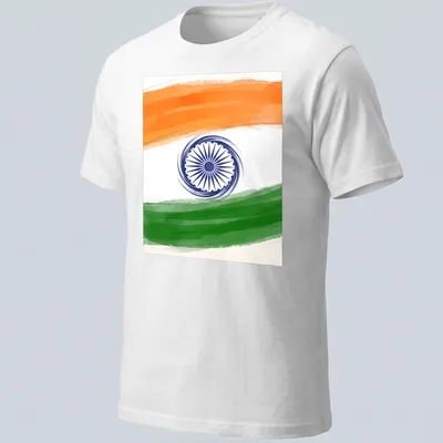 Doodle illustration of Indian flag with wheel symbol in orange, white, green, and blue.