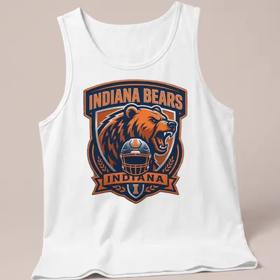 Indiana Bears shirt featuring a bear in a football helmet with bold team logo — printed on a tank top