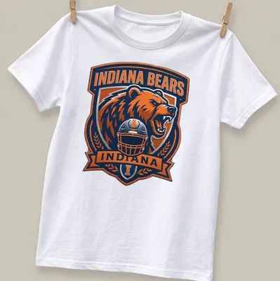 Indiana Bears shirt featuring a bear in a football helmet with bold team logo