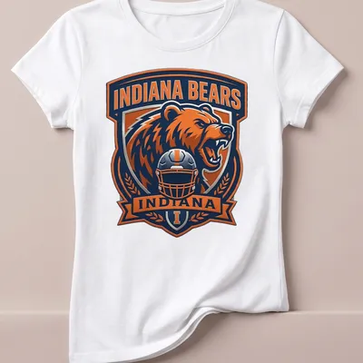 Indiana Bears shirt featuring a bear in a football helmet with bold team logo — printed on a women's shirt