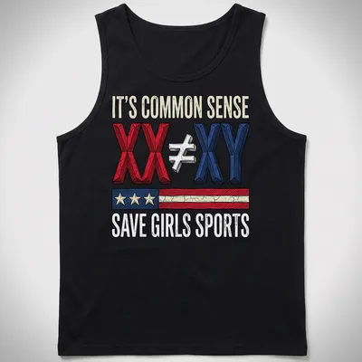 Retro distressed t-shirt with bold text supporting girls' sports equality — printed on a tank top