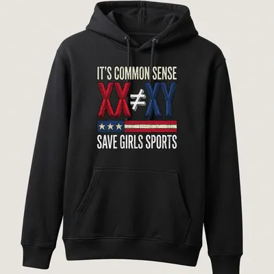 Retro distressed t-shirt with bold text supporting girls' sports equality — printed on a unisex hoodie