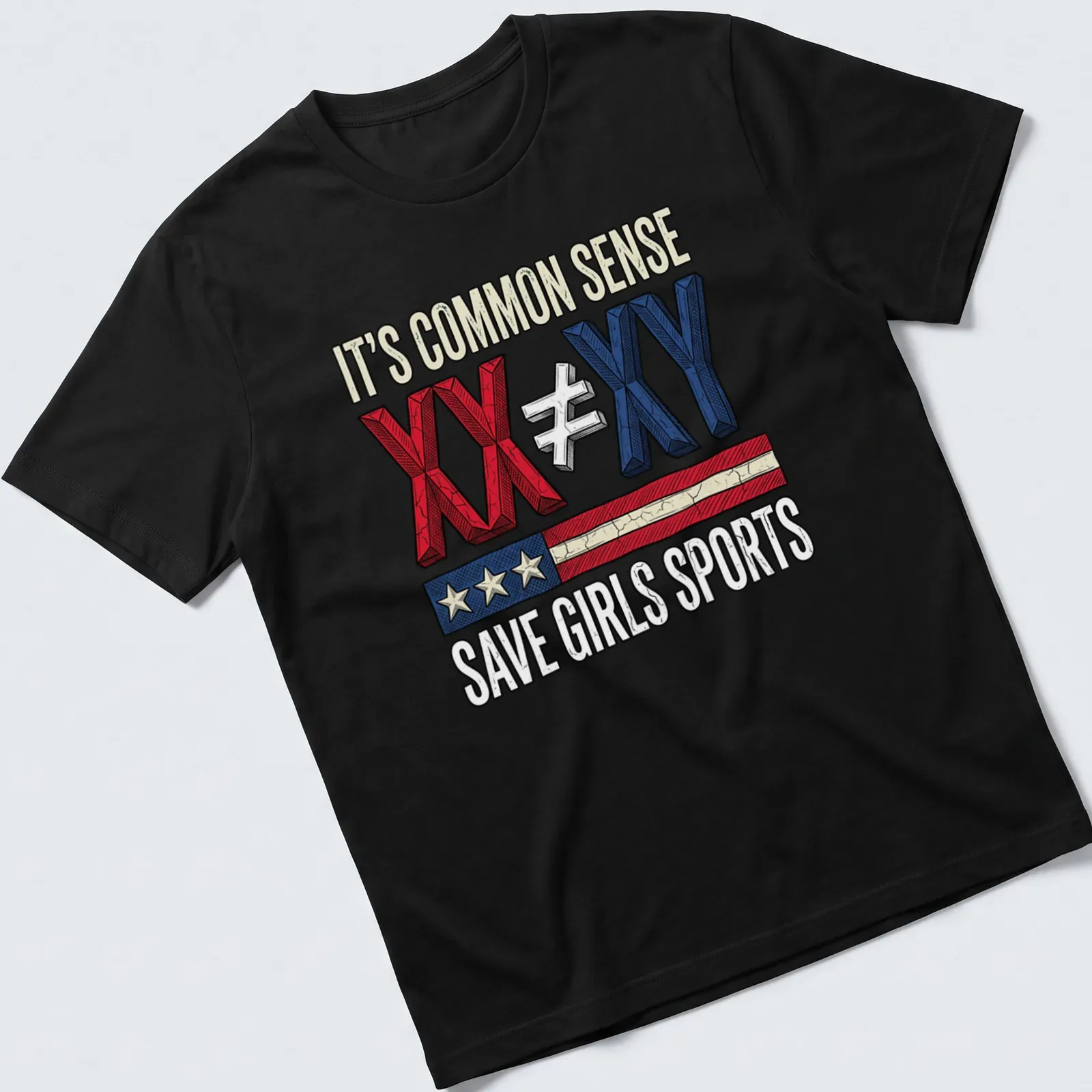 Retro distressed t-shirt with bold text supporting girls' sports equality — printed on a unisex t-shirt