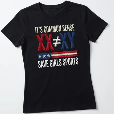 Retro distressed t-shirt with bold text supporting girls' sports equality — printed on a women's shirt