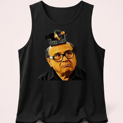 T-shirt featuring humorous text from Its Always Sunny In Philadelphia with character illustration — printed on a tank top