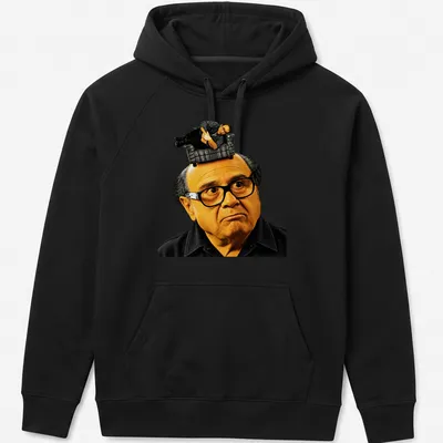 T-shirt featuring humorous text from Its Always Sunny In Philadelphia with character illustration — printed on a unisex hoodie