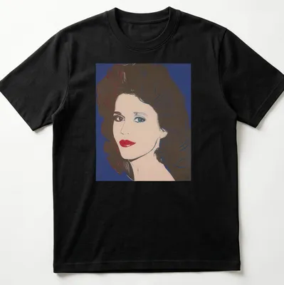 Pop art style t-shirt featuring Jane Fonda in red, blue, and white colors — printed on a unisex t-shirt