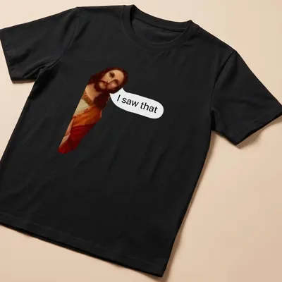 Modern illustration of Jesus with the words 'I saw that' in bold lettering.