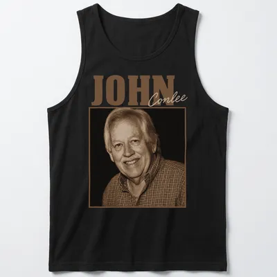 Vintage sepia t-shirt featuring the name John Conlee in elegant lettering. — printed on a tank top