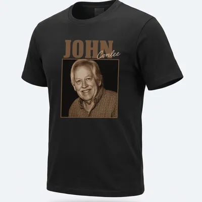 Vintage sepia t-shirt featuring the name John Conlee in elegant lettering.