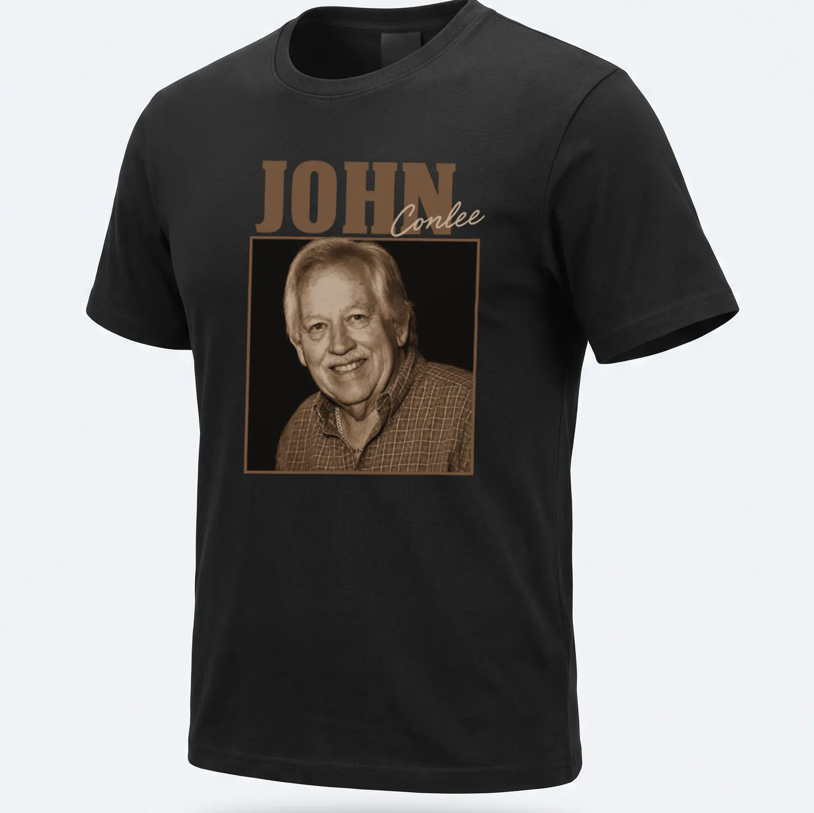 Vintage sepia t-shirt featuring the name John Conlee in elegant lettering. — printed on a unisex t-shirt
