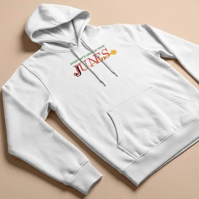 Bold retro design featuring the phrase Every Day's Great At Your Junes in vibrant colors — printed on a unisex hoodie