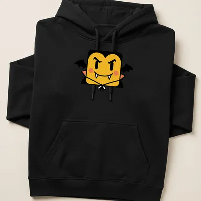 Kawaii Cube Vampire Dracula in cute cartoon style with vibrant colors — printed on a unisex hoodie