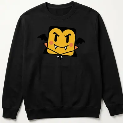 Kawaii Cube Vampire Dracula in cute cartoon style with vibrant colors — printed on a unisex sweatshirt