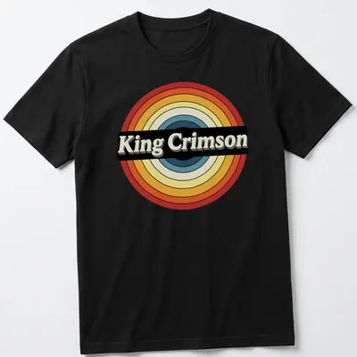 Retro King Crimson logo t-shirt in bold colors and circle design