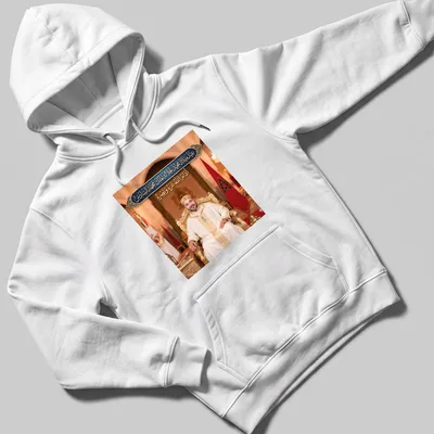 Elegant portrait of King Mohammed VI with celebratory text in gold and green — printed on a unisex hoodie