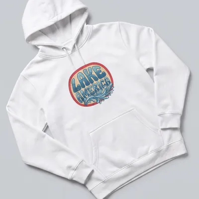 Vintage retro Lake America t-shirt with a serene lake design — printed on a unisex hoodie