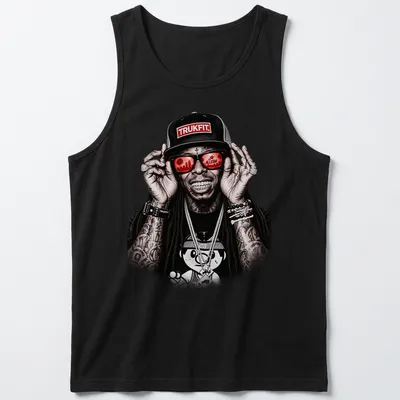 Vintage hip-hop style shirt featuring Lil Wayne and classic text — printed on a tank top