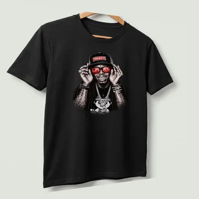 Vintage hip-hop style shirt featuring Lil Wayne and classic text — printed on a unisex t-shirt (angled view)