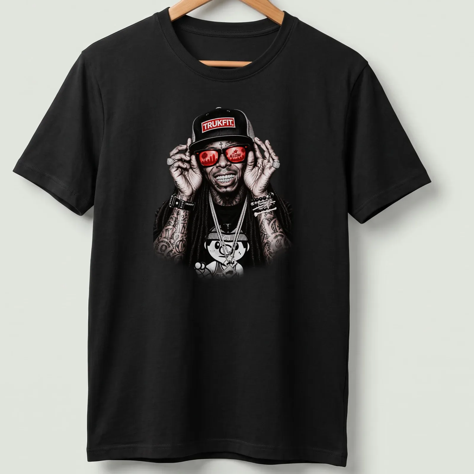 Vintage hip-hop style shirt featuring Lil Wayne and classic text — printed on a unisex t-shirt